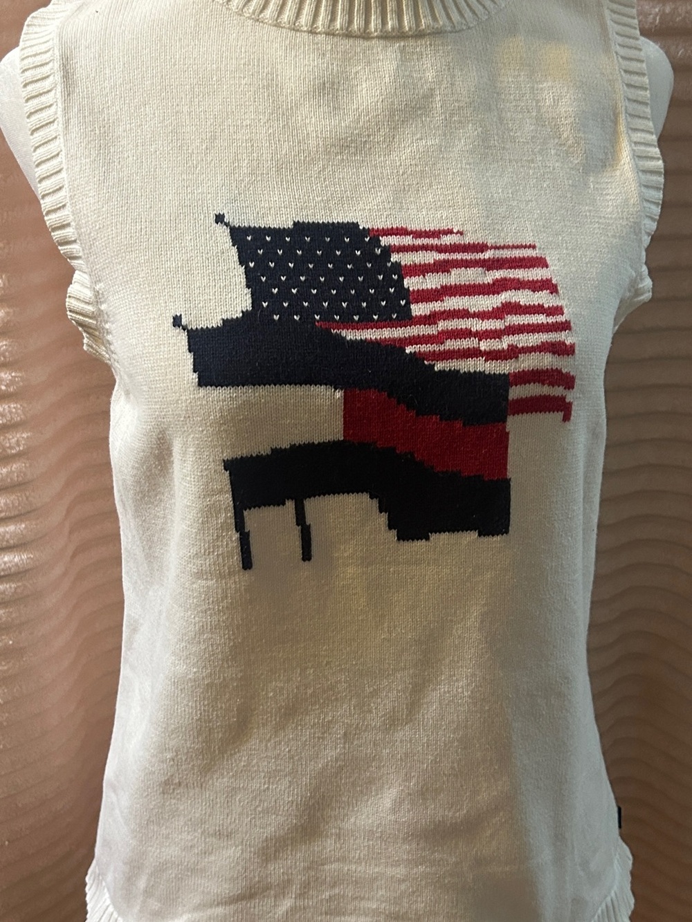 Tommy Hilfiger Sleeveless Cream Flag Knit Top - Women